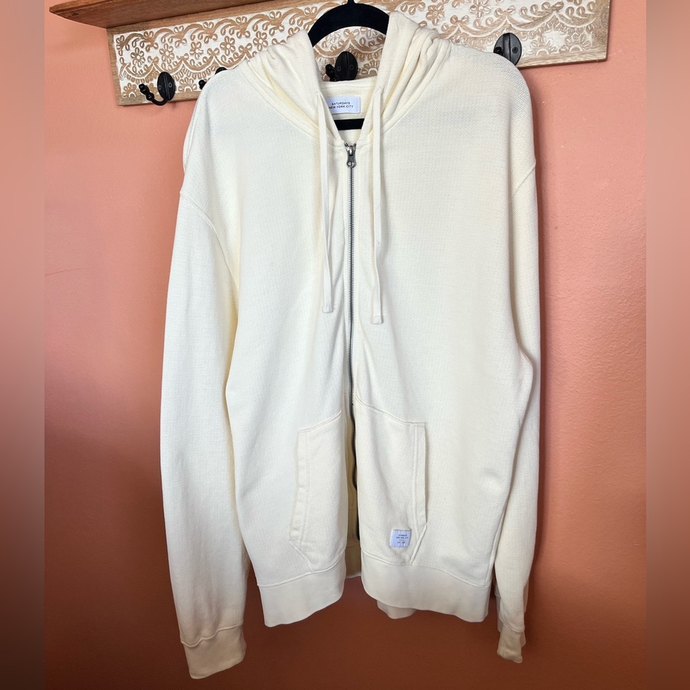 Saturdays New York City Cream Zip-Up Sweater